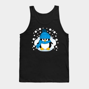 Christmas Boy Penguin with Light Blue Hat and Scarf Tank Top